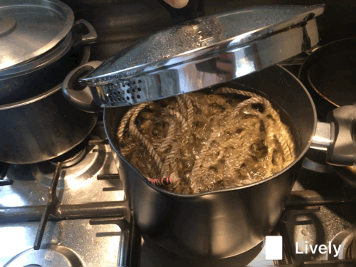 Hemp Rope Boiling in a pot
